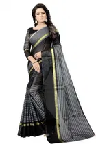 Polycotton Striped Saree for Women 