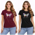 Cotton Blend T-shirt for Women, Black & Maroon, Pack of 2 
