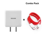 USB-A To Type C Cable and Tecsox Type C 100 Watts All in 1 Mobile Charger 