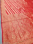 Litchi Silk Zari Woven Saree for Women, Red 
