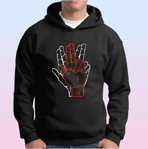Fleece Printed Hoodie for Men (Black, M)