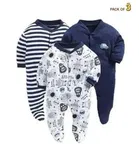 Hosiery Cotton Printed Rompers for Kids, Pack of 3, Multicolor 