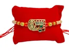 Metal Rakhi with Greeting Card & Roli Chawal 