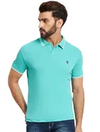 Logo Print Polo T-Shirt for Men (Blue, XL)