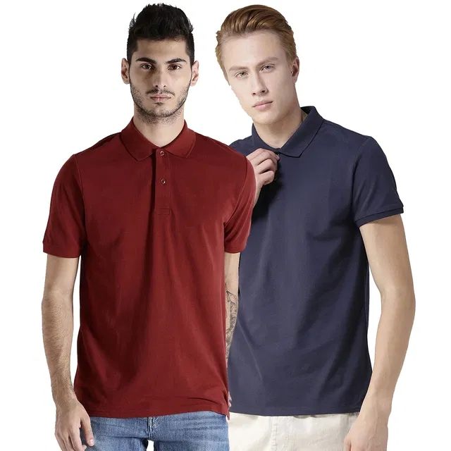 Polo T-shirts for Men, Pack of 2 (Multicolor, S)