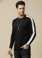 Polyester Printed T-shirt for Men, Black 