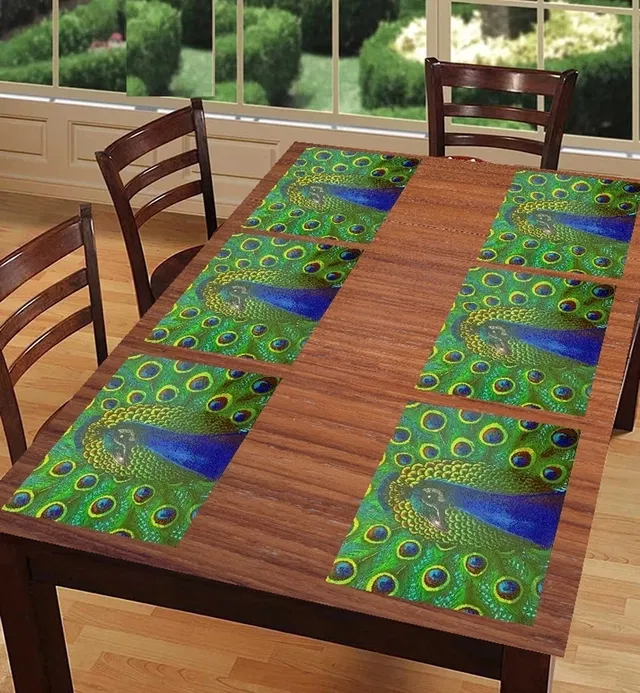 PVC Printed Dining Table Placemats (Multicolor, 30x45 cm) (Pack of 6)