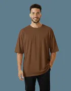Cotton Blend Round Neck T-shirt for Men, Brown 