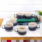 6 Pcs Ceramic Tea & Coffee Cup Set - Dual Tone Blue