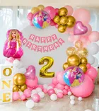 Barbie Theme 2nd Birthday Balloon Decoration Kit For Kids, Multicolor, Pack Of 80