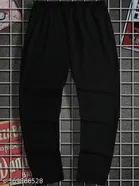 Cotton Blend Solid Trackpant for Men, Black 