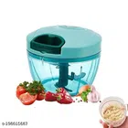 Plastic Manual Vegetable Chopper (Aqua Blue & Transparent, 450 ml)