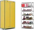 Lightweight 6 Layer PVC [Plastic] Multipurpose Organiser with Yellow Eiffel Tower Print zip cover [DIY] Do-It-Yourself