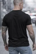 Chest Print Polyester T-Shirt for Men ,Black 