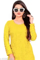 Net Kurti for Women,  Yellow  