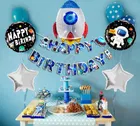 5 Pcs Birthday Space Theme Decorations Foil Blue Balloon