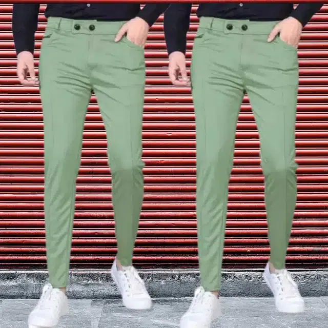 Lycra Track Pant for Men (Olive, 30) (Pack of 2)