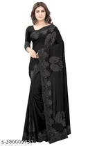 Georgette Saree for Women, Black 