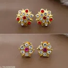 Ethnic Floral Design Gold Plated Earrings For Women