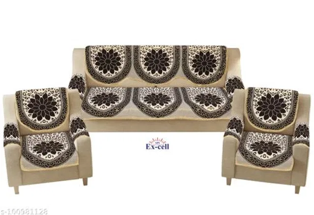 Polycotton 5 Seater Sofa Covers (Brown, Set of 1)