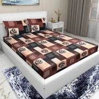 Arch Fab Printed Double Bedsheet (Brown, 88x90 Inch)