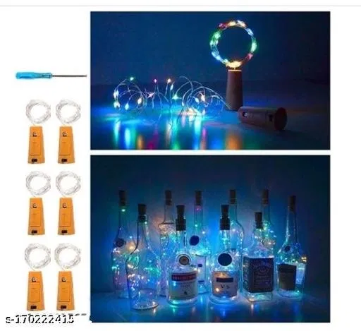Battery Operated Cork LED Lights (Multicolor, Pack of 6)