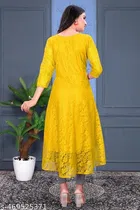 Net Kurti for Women,  Yellow  