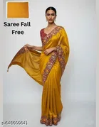 Chinnon Embroidered Saree for Women, Yellow 