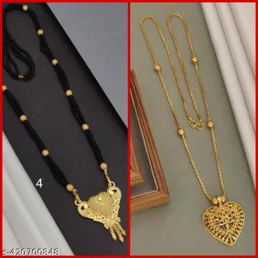 Alloy Mangalsutra with Pendant & Chain for Women (Multicolor, Set of 2)