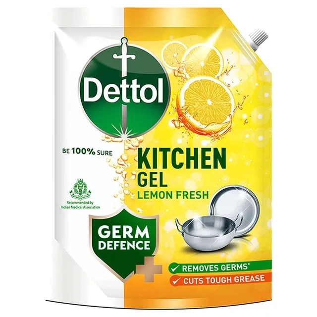 डेटॉल लेमन फ्रेश डिशवॉश लिक्विड & किचन जेल 1500 ml (रीफिल)