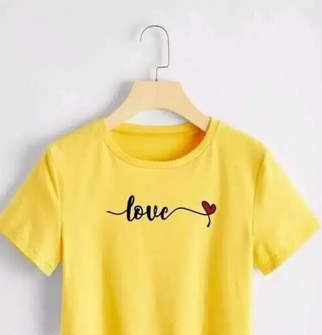 Printed Crop T-shirt for Women (Yellow, XL)