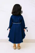 Denim Printed Frock  For Girls, Pink 