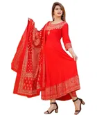 Mulmul Printed Kurti with Dupatta for Women 