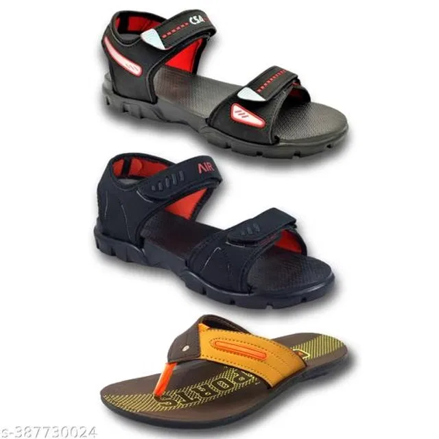 Sandals with Flipflop for Men (Multicolor, 9) (Pack of 3)