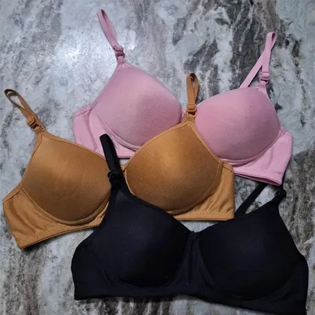 Cotton Padded Bras for Women (Multicolor, 40) (Pack of 3)