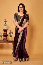 Lycra Blend Solid Saree for Women 