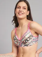 Cotton Blend Printed Padded Bra for Women 
