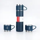 Stainless Steel Vacuum Flask with 2 Cups (Multicolor, 500 ml) (Set of 1)