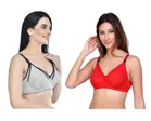 Cotton Blend Solid Non Padded Feeding Bras for Women 