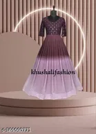 Embroidered Anarkali Stripe Ankle Length Georgette Kurti for Women 