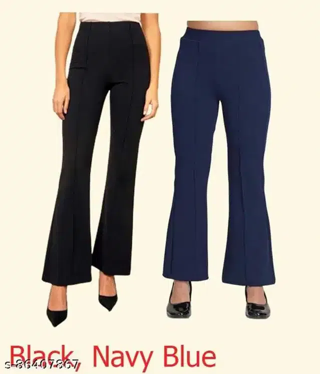 Cotton Linen Trouser for Women (Black & Navy Blue, 26)