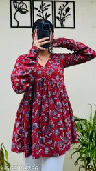 Floral Cotton Short Kurti for Women, Pack of 2 