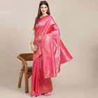 Litchi Silk Zari Woven Saree for Women, Pink 