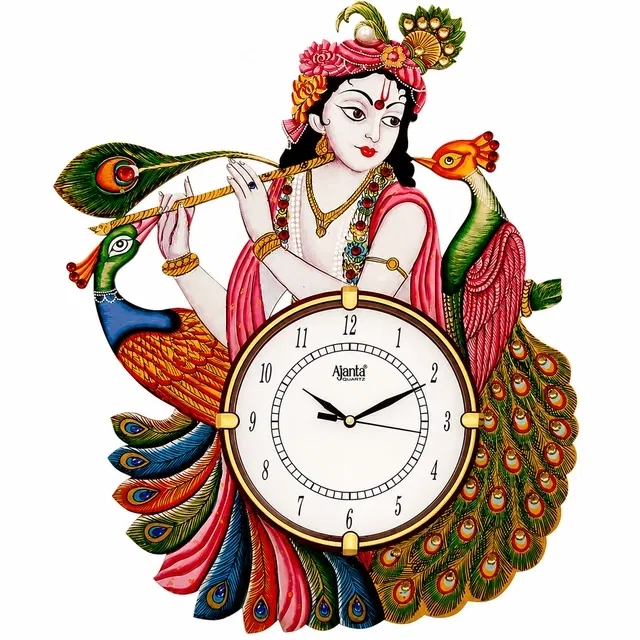 Ajanta Plastic Wall Clock, Large [12" × 12"] (Brown)