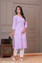 Cotton Chikankari Kurti for Women, Lavender 