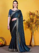Bollywood Teal Lycra Saree for Women