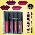 Waterproof Liquid Matte Lipsticks (Red, Pack of 4)