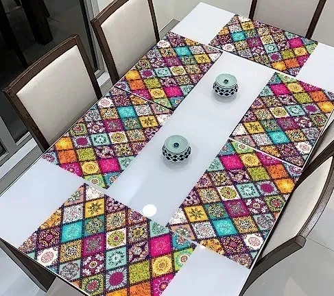PVC Printed Dining Table Placemats (Multicolor, 30x45 cm) (Pack of 6)