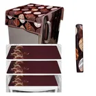 PVC Printed Fridge Top Cover with 3 Pcs Shelf Mats & Handle Cover 
