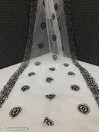 Ethnic Motif Beads & Stones Embroidered Net Dupatta for Women 